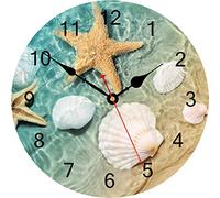 TAHEAT Conchiglia Stella marina Orologio da parete, Accurato Decorativo Orologi, Silenzioso Non ticchettio Facile da leggere Orologio da parete per Camera da letto/Soggiorno/Cucina, 20 cm