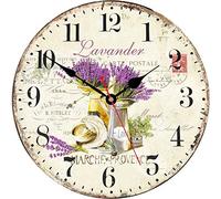 TAHEAT Romantico Lavanda Orologio da parete, francese Viola Amore Floreale Orologi, Accurato Decorativo Facile da leggere Orologio da parete per soggiorno/Camera da letto/Bagno/Cucina, 34 cm