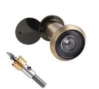 Tahikem Spioncino spioncino con kit di punte da trapano da 16 mm, adatto per porte anteriori da 3,5 cm a 6,3 cm, grandangolo da 200 gradi, copertura anti sbirciamento, colore: bronzo spazzolato