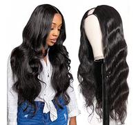 Tahikie Parrucca per capelli umani con parte a U, 180% densità, parrucca brasiliana vergine per capelli umani vergini per donne nere, 10 A, con clip a mezza testa, senza colla, senza lasciare fuori