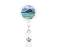 Tahiti Beach - Porta badge retrattile resistente, con clip per cintura, cordini retrattili, porta carte d'identità, portachiavi, clip per badge, per ufficio, infermiera, dipendente