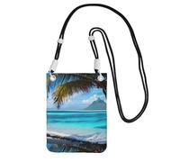 Tahiti Beach Stampa Viaggio Piccolo Crossbody Bag Telefono Borse Con Tracolla Per Passaporto Smartphone Portafoglio, Nero , Taglia unica