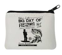 Tahoe Lake Big Day of Fishing Siera Nevada - Portamonete in neoprene, 10 x 11 cm, colore: Bianco