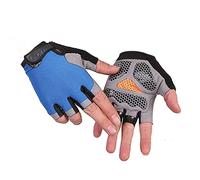 TAHUAON Guanti da palestra unisex a mezza dita per canoa, windsurf, kiteboarding vela regolabile da polso Cinch (Upgrade-Blue XL)