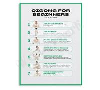 Tai Chi and Qigong for Beginners Poster Simple Steps Guide to Meditation Canvas Art for Home(Framed,16x24inch(40x60cm))