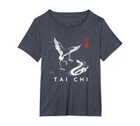 Tai Chi Calligrafia/Serpente Vs Crane Design Artistico Cinese Maglietta, Donna Plus-Size, Pervinca, 5X