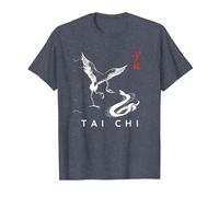 Tai Chi Calligrafia/Serpente Vs Crane Design Artistico Cinese Maglietta, Uomo, Pervinca, 4XL
