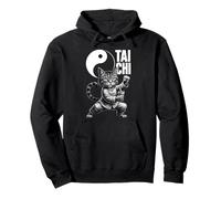 Tai Chi Cat Boba Tea Divertente Kawaii Arti Marziali Zen Kitty Felpa con Cappuccio