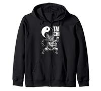 Tai Chi Cat Boba Tea Divertente Kawaii Arti Marziali Zen Kitty Felpa con Cappuccio