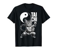 Tai Chi Cat Boba Tea Divertente Kawaii Arti Marziali Zen Kitty Maglietta