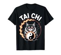 Tai Chi Cat Yin Yang Chubby Mainecoon Arti Marziali Cat Fire Maglietta