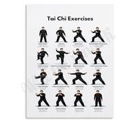 Tai Chi Exercise Poster Training Steps Chart Fitness Artwork for Adults Home Office Wall Decoration(Unframed,08x12inch(20x30cm))