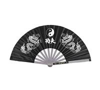 Tai Chi Fan, Ventilatore per Tai Chi in Acciaio Inox Ventilatore per Pratica di Kung Fu in Stile Cinese Adatto per L'allenamento di Kung Fu Cinese di Danza Fitness (Nero)