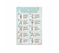 Tai Chi for Seniors Poster Step by Step Exercise Chart for Beginners Canvas Wall Art for Home Gym Living Room Senior Fitness Guide (Framed,08X12inch(20X30cm))