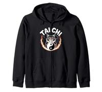 Tai Chi Gatto Yin Yang Fiore della Vita Arti Marziali Gattino Felpa con Cappuccio