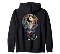 Tai Chi Gatto Yin Yang Fiore della Vita Arti Marziali Gattino Felpa con Cappuccio