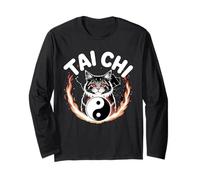 Tai Chi Gatto Yin Yang Fiore della Vita Arti Marziali Gattino Maglia a Manica