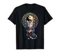 Tai Chi Gatto Yin Yang Fiore della Vita Arti Marziali Gattino Maglietta