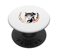 Tai Chi Gatto Yin Yang Fiore della Vita Arti Marziali Gattino PopSockets PopGrip Adesivo