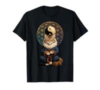 Tai Chi Gatto Yin Yang Fiore della Vita Arti Marziali Mainecoon Maglietta