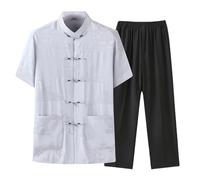 Tai Chi Uniforme Cotone Seta Set Qi Gong Arti Marziali Wing Chun Shaolin Kung Fu Camicia Abbigliamento Allenamento Grigio-XL