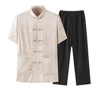 Tai Chi Uniforme Cotone Seta Set Qi Gong Arti Marziali Wing Chun Shaolin Kung Fu Camicia Abbigliamento Allenamento Beige-S