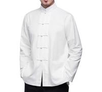 Tai Chi Uniforme Vestito Cinese Tradizionale Kung Fu Vestiti Cotone Manica Lunga, White, XL-XXL