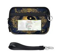 Tai Chi Yin Yang Mini Zip Card Case per Donne Uomini con Finestra ID Portafoglio Portatile Leggero Piccolo Borse Cerniera Coin Card Organizer Bag