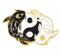 Tai Chi Yin Yang - Spilla a forma di gatto, pesce, lupo, volpe, Klein, Metallo non prezioso