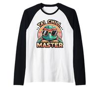 Tai Chill Tartaruga Retro Tai Chi Maestro Divertente Tartaruga Amanti Maglia con Maniche Raglan