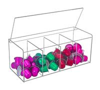 TAIANJI Porta cialde di caffè di grande capacità, in acrilico trasparente, con scomparto, contenitore cuboide per tutte le cialde e capsule di caffè, 30 x 12 x 12 cm