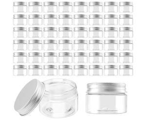 TAICHEUT 50 barattoli in plastica trasparente da 30 ml, contenitori trasparenti per campioni da 28,3 g, con coperchi a vite in alluminio, piccoli contenitori vuoti per campioni per artigianato,