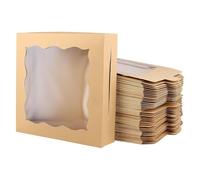 TAICHEUT Confezione da 50 scatole quadrate da forno in carta kraft da 25,4 x 25,4 x 6,3 cm, con finestra trasparente, grandi scatole per torte, colore marrone