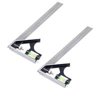 TAICHEUT Set di 2 pezzi quadrati di precisione combinati, 300 mm, doppio metallo strumenti da falegname con righello inciso, misurazione accurata per lavorazione del legno, ingegneria