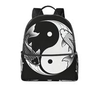 TaiChi - Zaino da viaggio leggero con tasca per computer portatile, colore: Bianco e nero | Comode cinghie imbottite. Tasche multiple. Ideale per l'uso quotidiano.