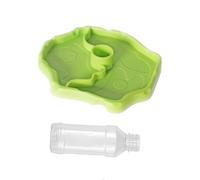 Taicols Ciotola d'acqua per tartarughe, erogatore d'acqua per rettili, con bottiglia, 2 in 1, distributore automatico di mangime per tartarughe, criceti, lucertola (verde)