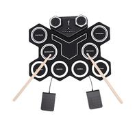 Taidda Batteria Elettronica, Kit per Esercitarsi, Pad MIDI con 2 Pedali, 2 Bacchette, Doppi Altoparlanti Integrati, Bluetooth, Luci LED, Portatile, Ideale per Principianti, Profes