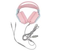 Taidda Cuffie da Gioco Cablate, Cuscinetti Auricolari in Memory Foam Morbido Archetto Regolabile Controllo Volume Plug and Play, con Microfono Ruotabile, per PC Laptop Console (PINK)