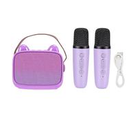 Taidda Mini Macchina per Karaoke, Altoparlante Portatile con 2 Microfoni Wireless, Versione con Doppio Microfono per Cantare a Casa in Viaggio (PURPLE)