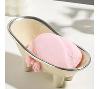 Taidda Mini Portasapone per Vasca da Bagno, Portasapone Drenabile in Plastica con Papillon, Design Autodrenante Che Mantiene Asciutto, Grazioso Arredo Bagno per Bancone e (Stile placcato argento)