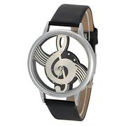 Taidda Orologio da Coppia Analogico Al Quarzo Elegante Orologio da Polso con Quadrante con Nota Musicale per gli Amanti Cinturino Bianco Rotondo da 1,5 Pollici per Unisex (BLACK)