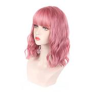 Taidda Parrucca per Capelli Ricci Ondulati con Frangia Morbida Regolabile per le Donne Indossare Ogni Giorno per Feste di Natale Capelli Sintetici Ad Alta Temperatura 9,4 X 5,9 X 1,6 Pollici (rosa