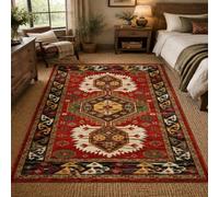 Taidianolp Tappeto Ingresso Interno Pelo Corto, retrò multicolore rosso, bianco, giallo, verde, nero, 60 x 90 cm, Decorazioni per interni Zerbini Ingresso Camera Cucina Bagno Rug
