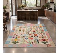 Taidianolp Tappeto Salotto Moderno Pelo Corto, floreale retrò multicolore beige, rosa, blu, rosso, giallo, verde, 200 x 290 cm,Grandi Tappeti Antiscivolo Decorazioni Casa Soggiorno Sala,