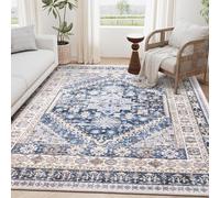 Taidianolp Tappeto Salotto Moderno Pelo Corto,Stampa moderna motivo floreale orientale blu-marrone, multicolore, 120 x 180 cm,Soggiorno, Camera da letto Decorativi Moderni,