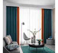 Taidianolp Tende Oscuranti,Larghezza 100 x Altezza 250 cm (2 Pezzi),Emerald-green Orange, Customized Thermal Insulated Drapes for Bedroom Living Room 2 Panels