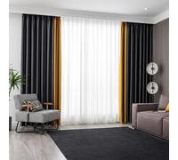 Taidianolp Tende Oscuranti,Larghezza 110 x Altezza 215 cm (2 Pezzi),Dark-Grey Yellow, Customized Grommet/Hooks Drapes Thermal Insulated for New Home Decor