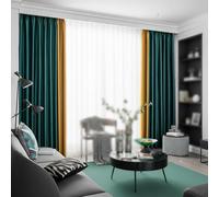 Taidianolp Tende Oscuranti,Larghezza 110 x Altezza 215 cm (2 Pezzi),Emerald-green Yellow, Customized Grommet/Hooks Drapes Thermal Insulated for New Home Decor
