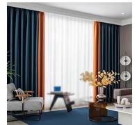 Taidianolp Tende Oscuranti,Larghezza 120 x Altezza 175 cm (2 Pezzi),Dark-blue Orange, Customized Drapes Thermal Insulated for Bedroom Furniture Decor