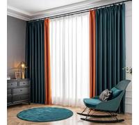Taidianolp Tende Oscuranti,Larghezza 127 x Altezza 204cm (2 Pezzi),Dark-Teal Orange, Blackout Curtains Interni per Camera da Letto Salotto Moderne personalizzato Occhiello/Ganci,